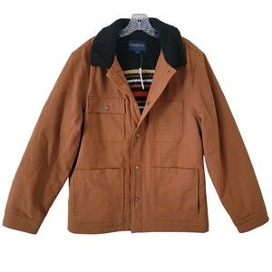 Pendleton Whiskey‎ Brown Canvas Sherpa Lined Jacket Medium Western Workwear